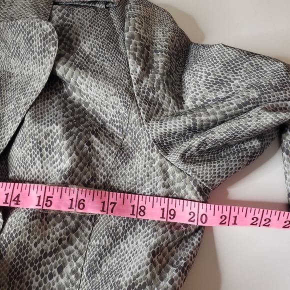 Vtg Snake Print Y2K 80's Trench Coat Rain Double Breast Mod Animal Spy Grunge  S - Picture 9 of 17